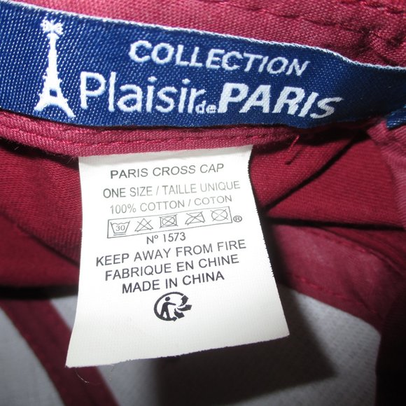 PARIS FRANCE Burgundy 100% Cotton Hat/Cap - Picture 6 of 8
